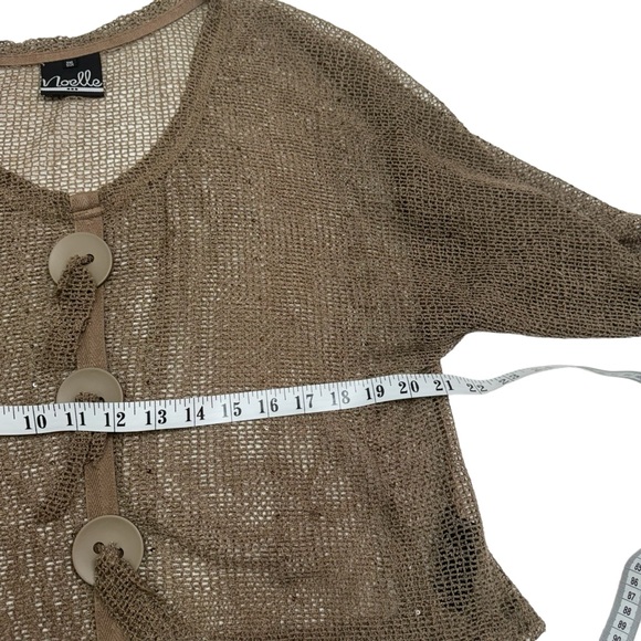 Noelle Beige One Size Loose Knit Big Button Sweater Top - Picture 8 of 9